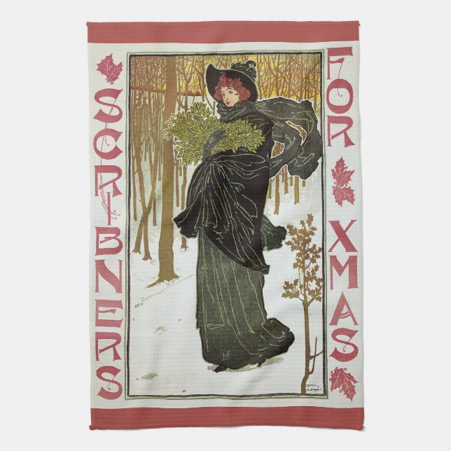 Weihnachtsgeschenk Jugendstil-Scribners Cover 1895 Geschirrtuch (Vertikal)