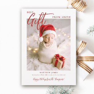 Weihnachtsgeschenk Kalligrafie Modern Rot Baby Fot Feiertagskarte