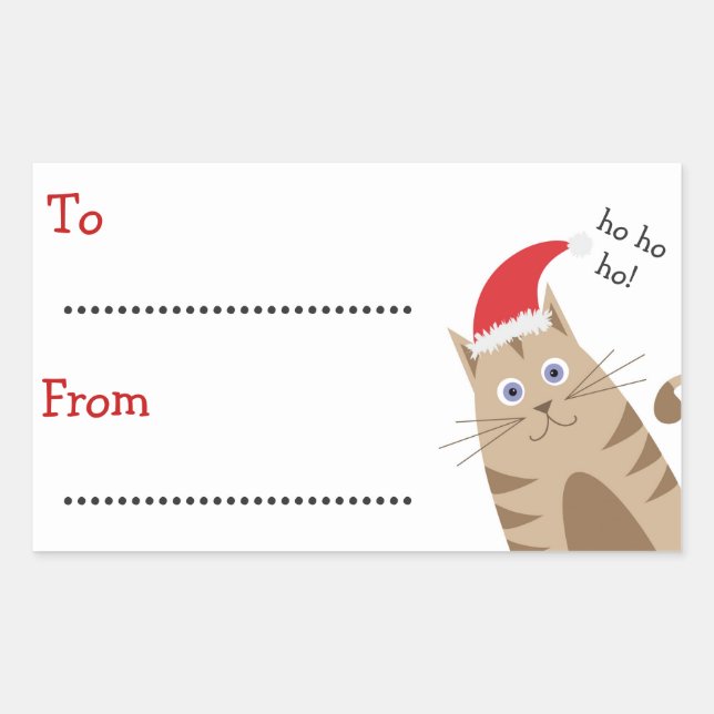 Weihnachtsgeschenk-Kennsatzname-Sankt-Katze ho ho Rechteckiger Aufkleber (Vorderseite)