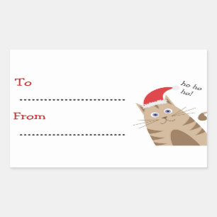 Weihnachtsgeschenk-Kennsatzname-Sankt-Katze ho ho Rechteckiger Aufkleber