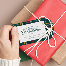 Weihnachtsgeschenk - Klassik Grün - kariert Geschenkanhänger