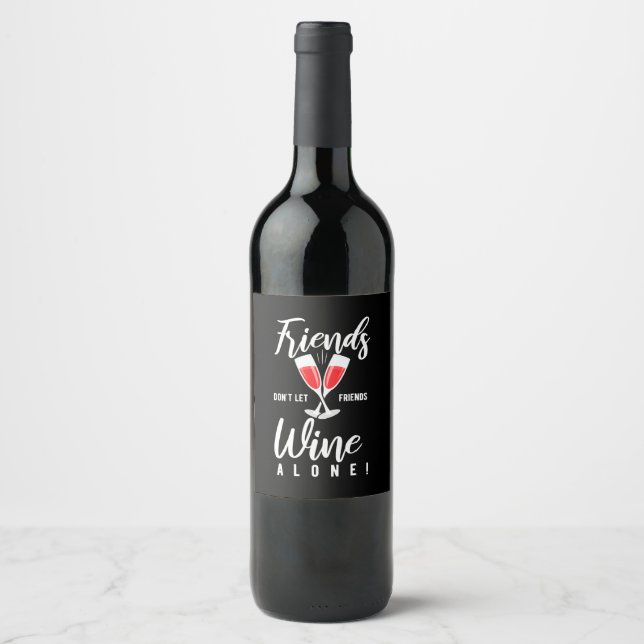 Weihnachtsgeschenk | Lass Freunde Wein nicht allei Weinetikett (Vorderseite)