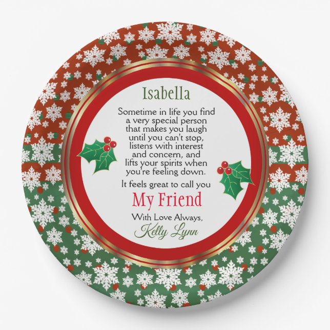 Weihnachtsgeschenk Leckerei für einen Freund, etc. Pappteller (Vorderseite)