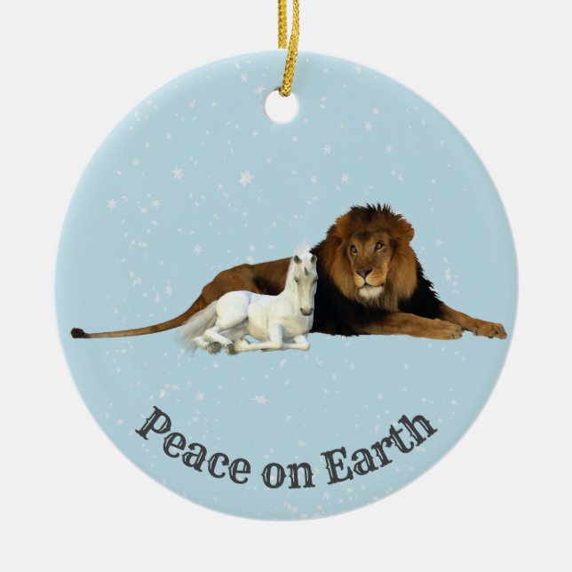 Weihnachtsgeschenk Lion Baby Unicorn Fohlen Keramik Ornament (Vorne)