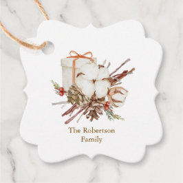 Weihnachtsgeschenk mit Cotton Bouquet Geschenkanhänger