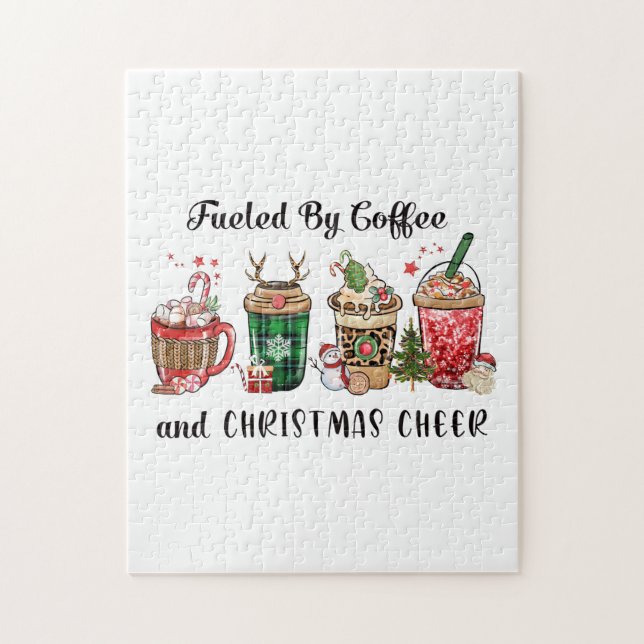 Weihnachtsgeschenk mit Kaffee und Weihnachtsjubeln (Vertikal)