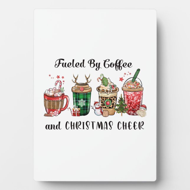 Weihnachtsgeschenk mit Kaffee und Weihnachtsjubeln Fotoplatte (Vorderseite)