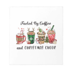 Weihnachtsgeschenk mit Kaffee und Weihnachtsjubeln Notizblock