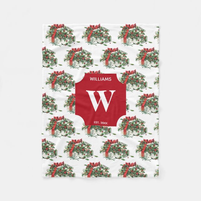 Weihnachtsgeschenk Mit Monogramm Fleecedecke (Vorderseite)