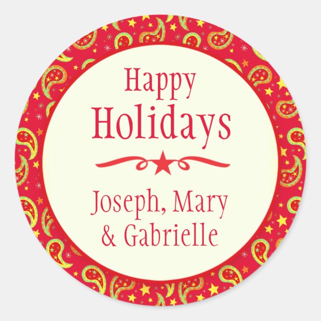 Weihnachtsgeschenk mit rotem Namen Runder Aufkleber (Vorderseite)