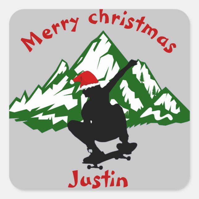 Weihnachtsgeschenk, personalisierter Name Quadratischer Aufkleber (Vorderseite)