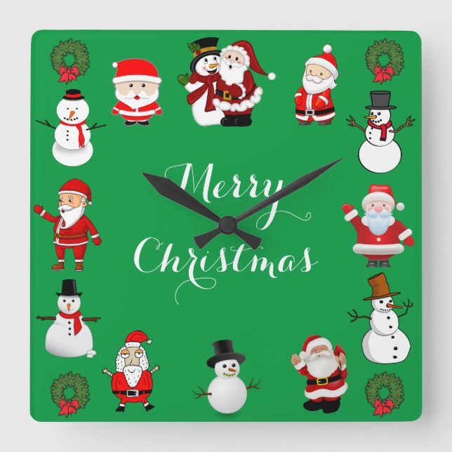 Weihnachtsgeschenk Quadratische Wanduhr (Vorderseite)