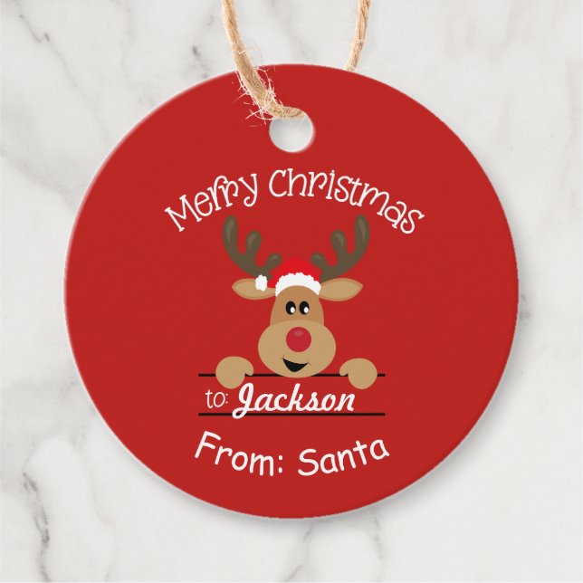 Weihnachtsgeschenk Rentier Geschenkanhänger (Vorderseite)