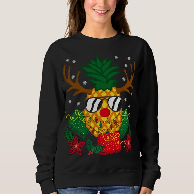 Weihnachtsgeschenk Rentier Hirsche Ananas Sung Sweatshirt (Vorderseite)