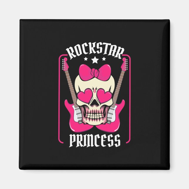 Weihnachtsgeschenk | Rockstar Princess Skull Magnet (Vorne)