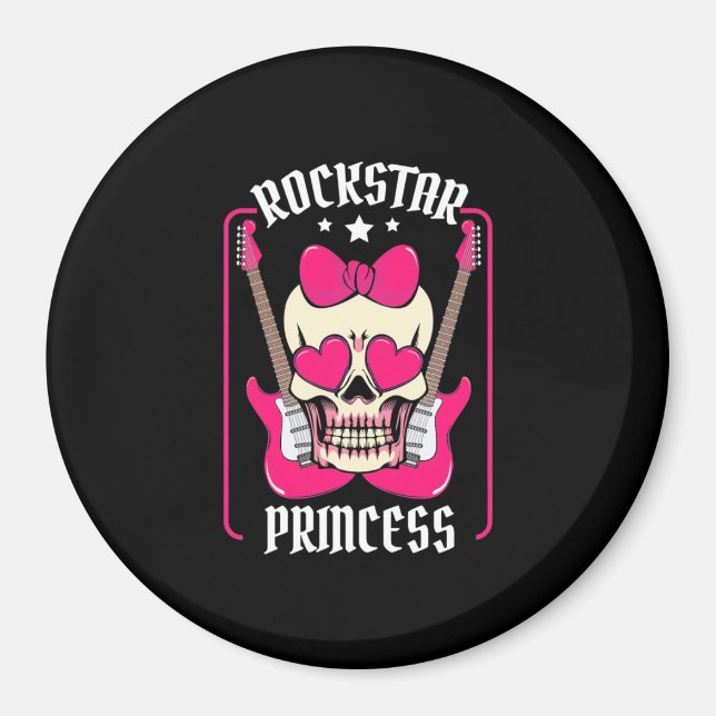 Weihnachtsgeschenk | Rockstar Princess Skull Magnet (Vorne)