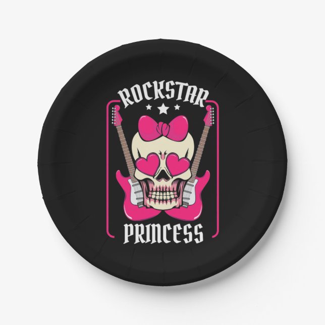 Weihnachtsgeschenk | Rockstar Princess Skull Pappteller (Vorderseite)