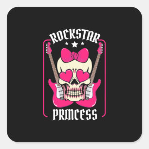Weihnachtsgeschenk   Rockstar Princess Skull Quadratischer Aufkleber