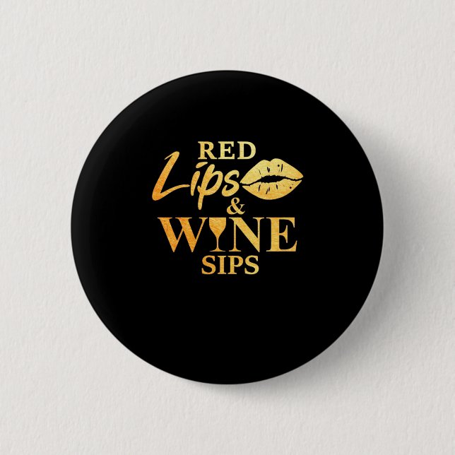 Weihnachtsgeschenk | Rote Lippen Und Wein Schlucke Button (Vorderseite)