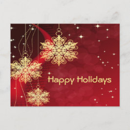 Weihnachtsgeschenk Roter Golden Snowflakes Postkarte
