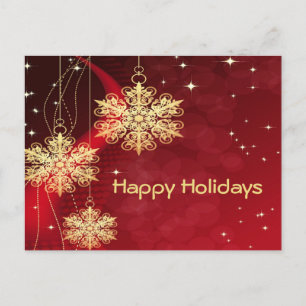 Weihnachtsgeschenk Roter Golden Snowflakes Postkarte