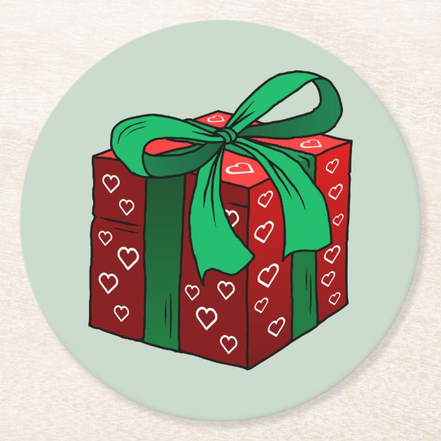Weihnachtsgeschenk Runder Pappuntersetzer (Vorderseite)