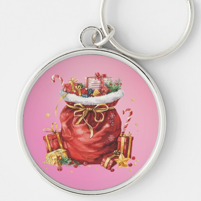 Weihnachtsgeschenk Sack mit Geschenken Schlüsselanhänger (Vorne)