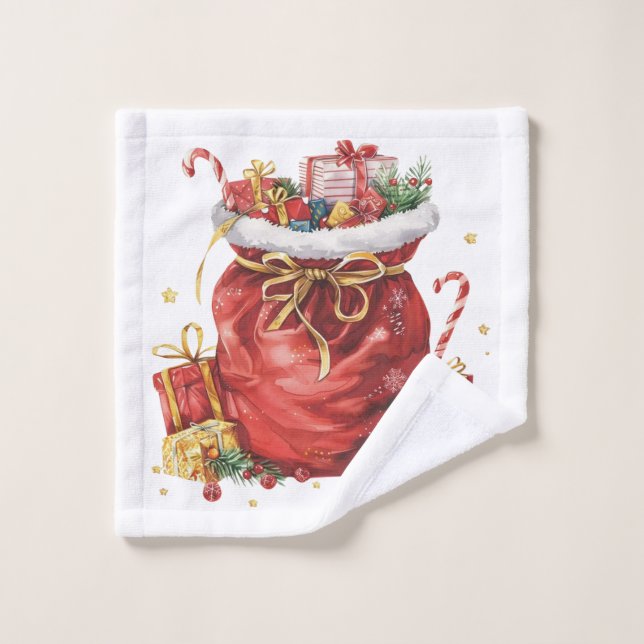Weihnachtsgeschenk Sack mit Geschenken Waschlappen (Waschlappen)