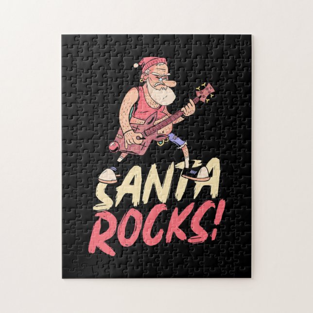 Weihnachtsgeschenk | Santa Rocks Guitar (Vertikal)