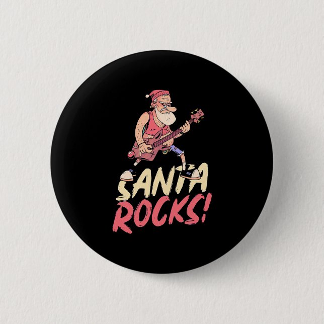 Weihnachtsgeschenk | Santa Rocks Guitar Button (Vorderseite)