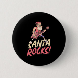 Weihnachtsgeschenk   Santa Rocks Guitar Button