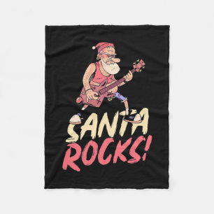 Weihnachtsgeschenk Santa Rocks Guitar Fleecedecke