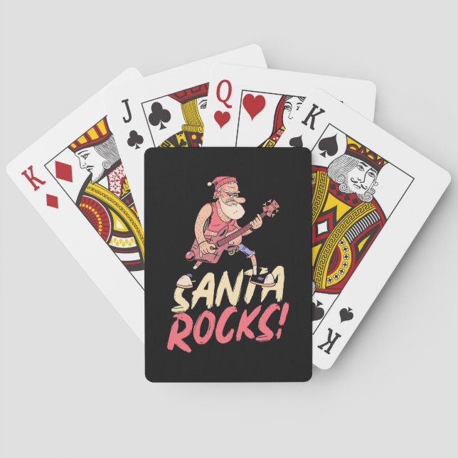 Weihnachtsgeschenk | Santa Rocks Guitar Spielkarten (Rückseite)