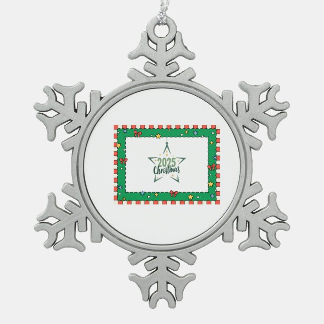 Weihnachtsgeschenk Schneeflocken Zinn-Ornament (Vorderseite)