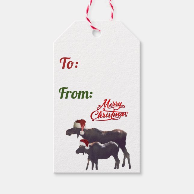 Weihnachtsgeschenk-Tag des Elchs Geschenkanhänger (Vorderseite)