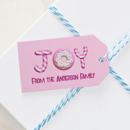 Weihnachtsgeschenk-Tag | Joy Candy Cane Pink Custo Geschenkanhänger