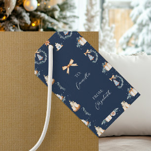 Weihnachtsgeschenk-Tag Navy Watercolor Holiday L Geschenkanhänger