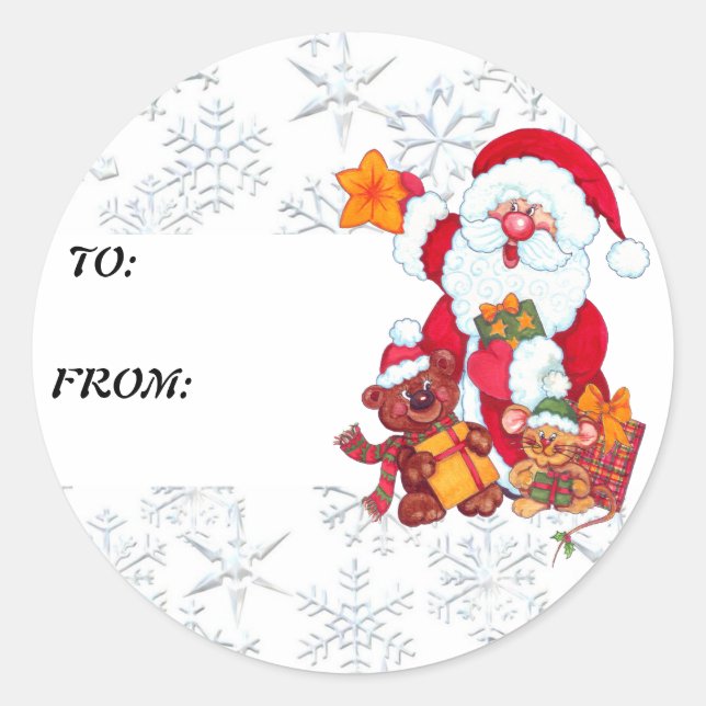 Weihnachtsgeschenk Tag Runder Aufkleber (Vorderseite)