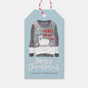 Weihnachtsgeschenk-Tags - hässliche Pullover-Schaf Geschenkanhänger