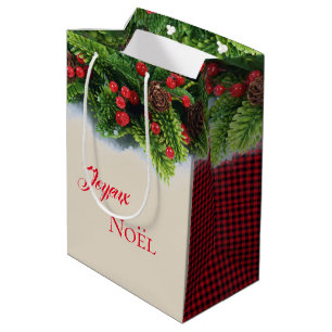Weihnachtsgeschenk Tasche-Immergrün Joyeux Mittlere Geschenktüte