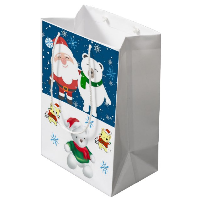 Weihnachtsgeschenk Teddy Bär Mittlere Geschenktüte (Rückseite Schrägansicht)