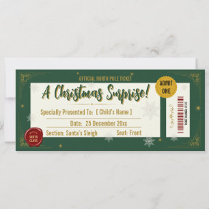 Weihnachtsgeschenk-Ticket-Gutschein für Kinder Einladung