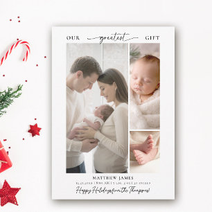 Weihnachtsgeschenk Über Einfaches Modernes Baby 3  Feiertagskarte