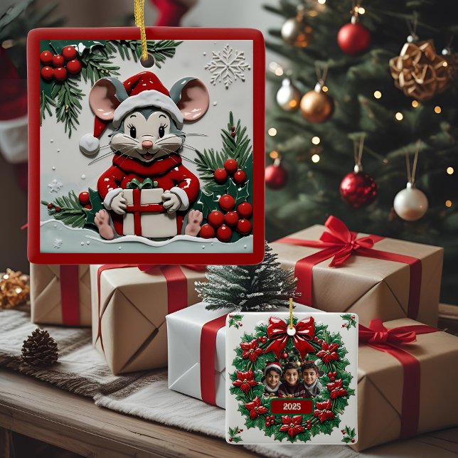 Weihnachtsgeschenk und Maus individuell anpassbar Keramikornament (Von Creator hochgeladen)