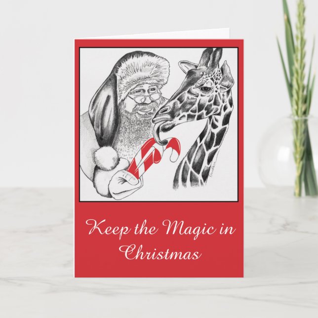 Weihnachtsgeschenk und Weihnachtsmann Feiertagskarte (Vorderseite)