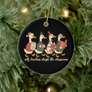 Weihnachtsgeschenk Verrückter Lehrer Gans Kuscheli Keramik Ornament