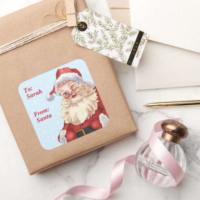 Weihnachtsgeschenk von der Wasserfarbe Quadratischer Aufkleber (Schenken)