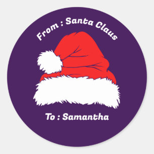 Weihnachtsgeschenk von Santa Claus in lila Runder Aufkleber