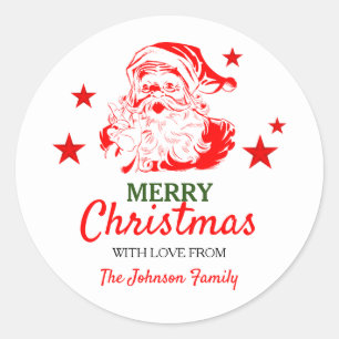 Weihnachtsgeschenk von Santa Claus personalisiert Runder Aufkleber