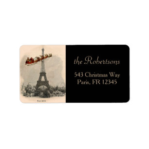 Weihnachtsgeschenk von Santa Over Paris Adressaufkleber